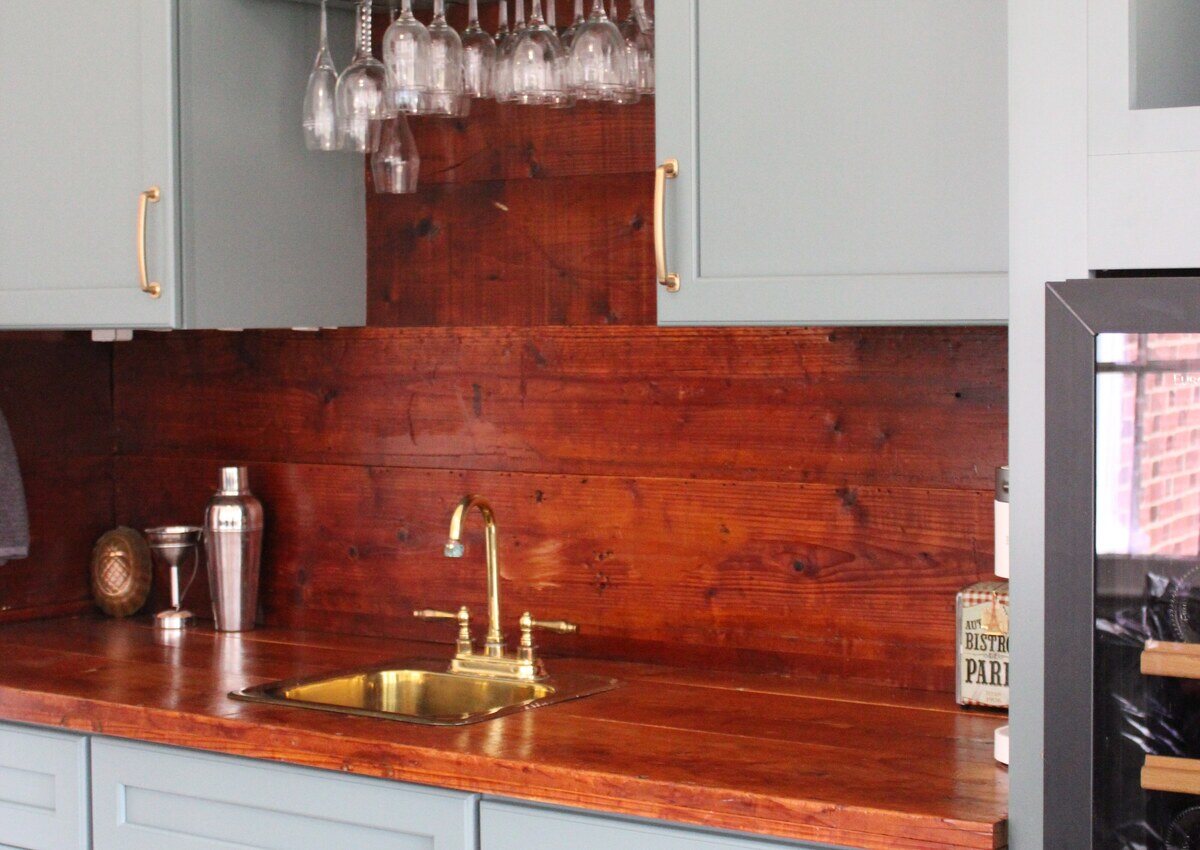 Wilmington, Delaware kitchen remodel with wine rack and brass under mount sink by Bromwell Construction